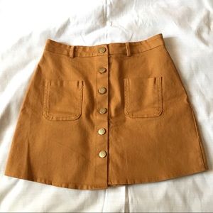 brown button skirt